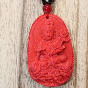 Obsidian Great Guardian Necklace- Cinnabar